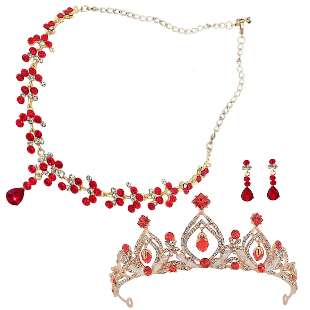 

1 Set Crown Earring Necklace Set Rose Jewelry Set Girls Jewelry Accessories