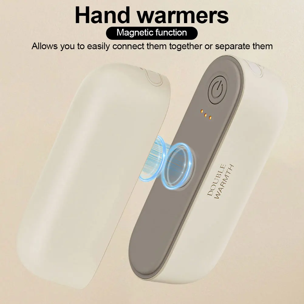 2 in 1 Magnetic Hand Warmer Rechargeable Electric Pocket Heater 3 Gears Fast Heating Winter Handwarmer Birthday Gifts for Kids