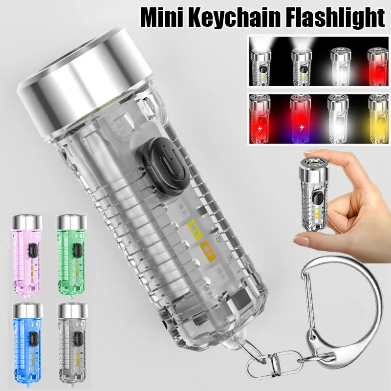 

Мини-фонарик с брелоком, фонарик с зарядкой от USB, аварисветильник фонарь с многоцветными боковыми лампами, 7 светильник МОВ освещения для ке...
