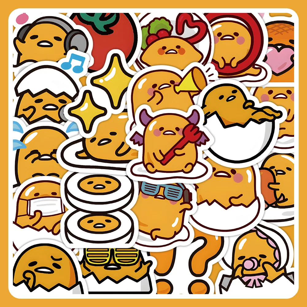 

2023 New Sanrio 60 Lazy Egg Stickers Cartoon Cute Egg Yolk Student Children's Phone Case Flat Thermos Cup Small Stickers