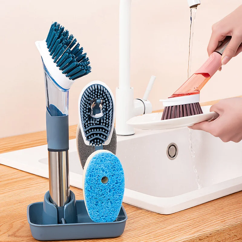 

Pot-washing brush storage pot-washing brush kitchen utensils cleaning tools household does not hurt pot can add liquid brush
