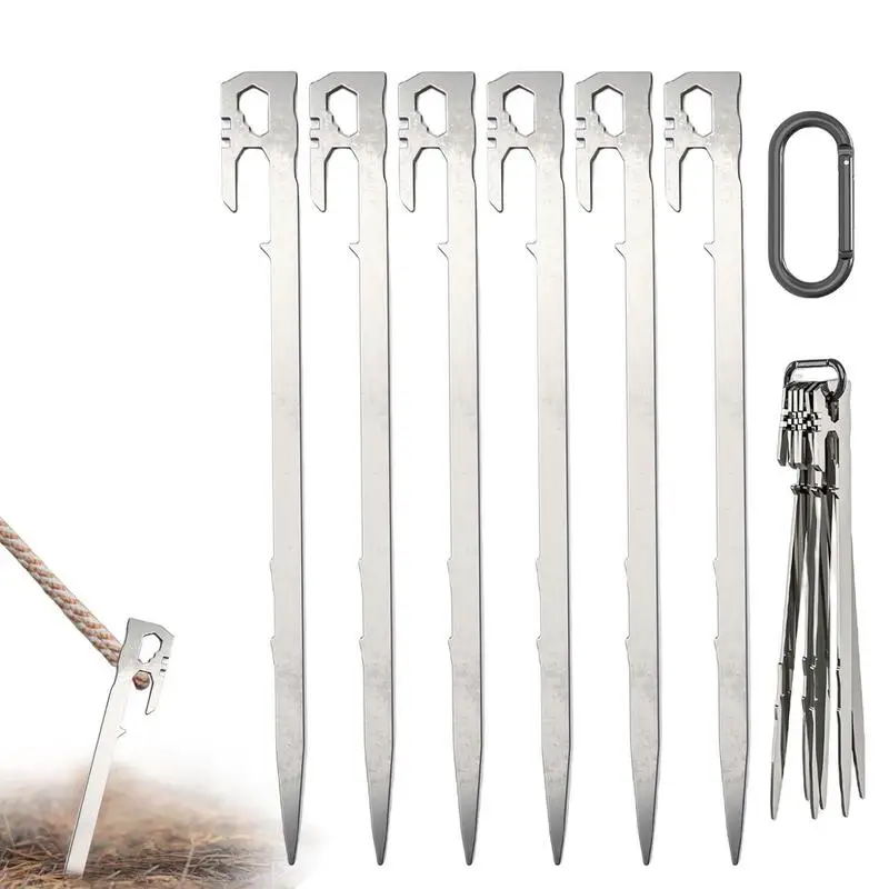 

6Pcs Canopy Tent Pegs 28cm Stainless Steel Camping Tent Stakes Garden Ground Nail beach Awnings Hammock Trampoline Accessories