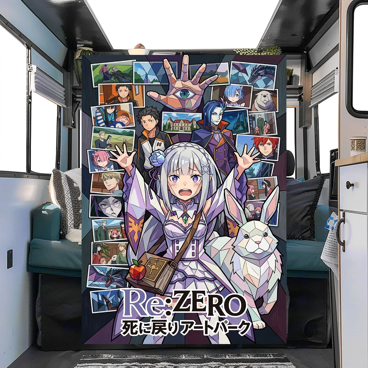 Фото Уютное теплое фланелевое одеяло с принтом ReZero, идеально подходит для спален, диванов, кроватей, стульев, пикников, путешествий YUN6514 №1