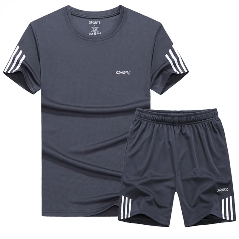 Спортивный костюм мужской из двух предметов футболка и шорты одежда для бега