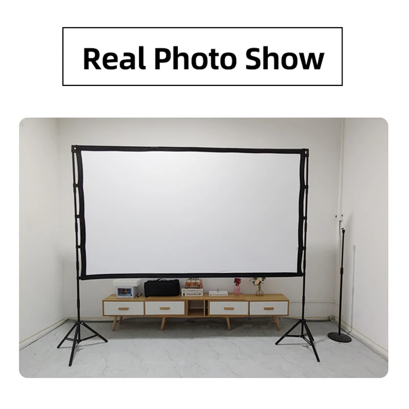 Projector Screen With Double Tripod Foldable White No Creases 100 120 inch With Carry Bag Soft Double Sided Projection Outdoor images - 6