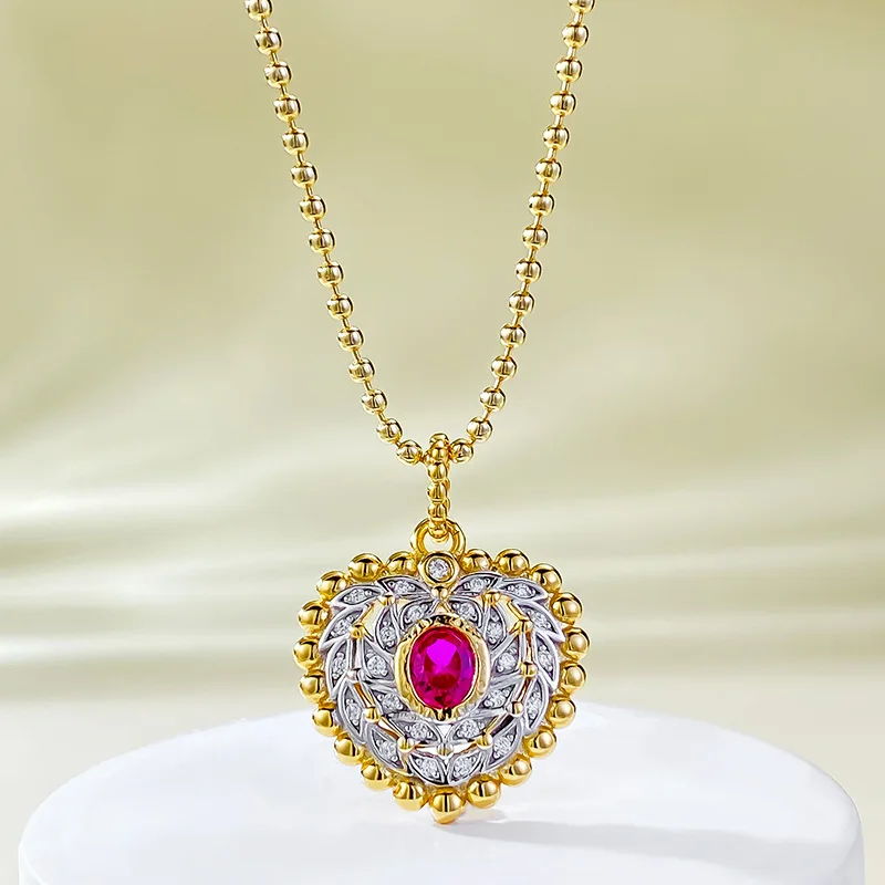 Серебро S925 новый овальный кулон в богемном стиле 4*5 мм форме яйца красная