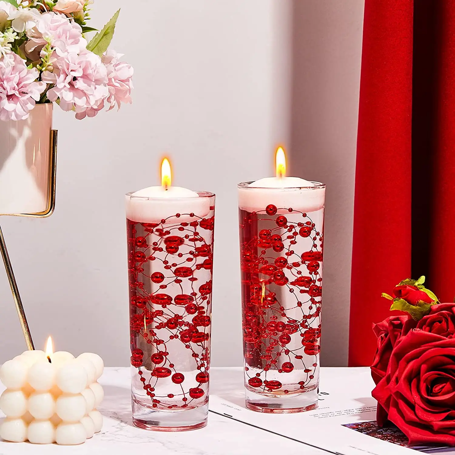 

Свадебная плавающая жемчужная струна 15 м, Квадратные бусины из искусственного жемчуга, хлопковые линии, цепочки, вазы, наполнитель, свадебн...