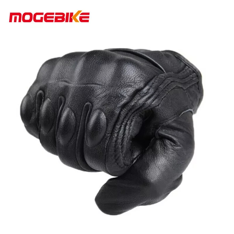 Retro Pursuit Perforated Real Leather Motorcycle Gloves Moto Waterproof Protective Gears Motocross gift |