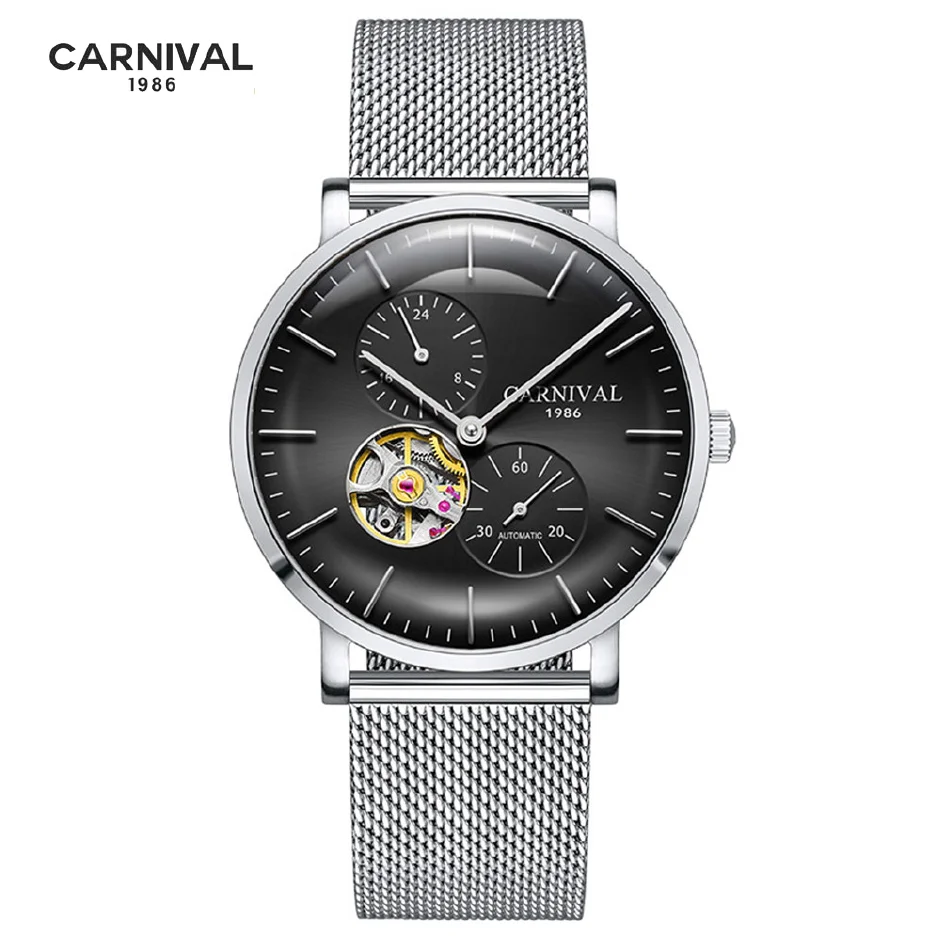 

Часы наручные мужские с сетчатым браслетом, модные водонепроницаемые автоматические механические Спортивные