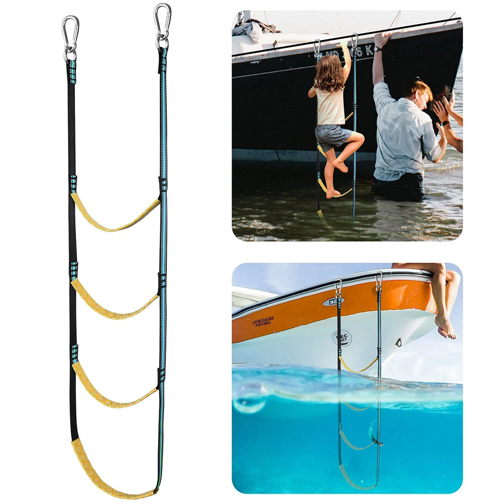 Inflatable Boat Boarding Ladder UV Resistant Rope Stainless Steel Inflatable Boat Kayak Motorboat Canoes Ladder