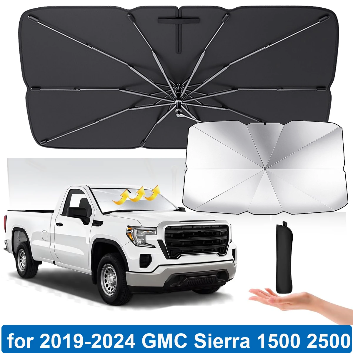 Зонт от солнца на лобовое стекло для салона автомобиля 2019-2024 GMC Sierra 1500 2500 3500