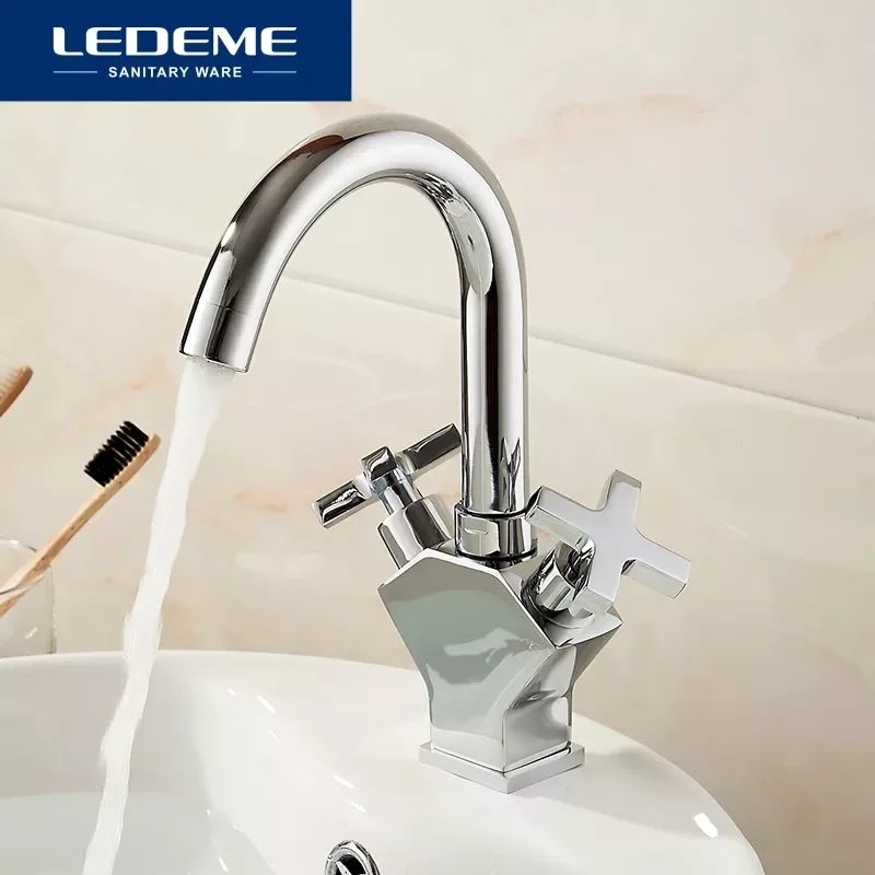 

Basin Faucets Bathroom Waterfall Faucet Chrome Plated Dual Handle Brass Basin Mixer High Quality L1084-2