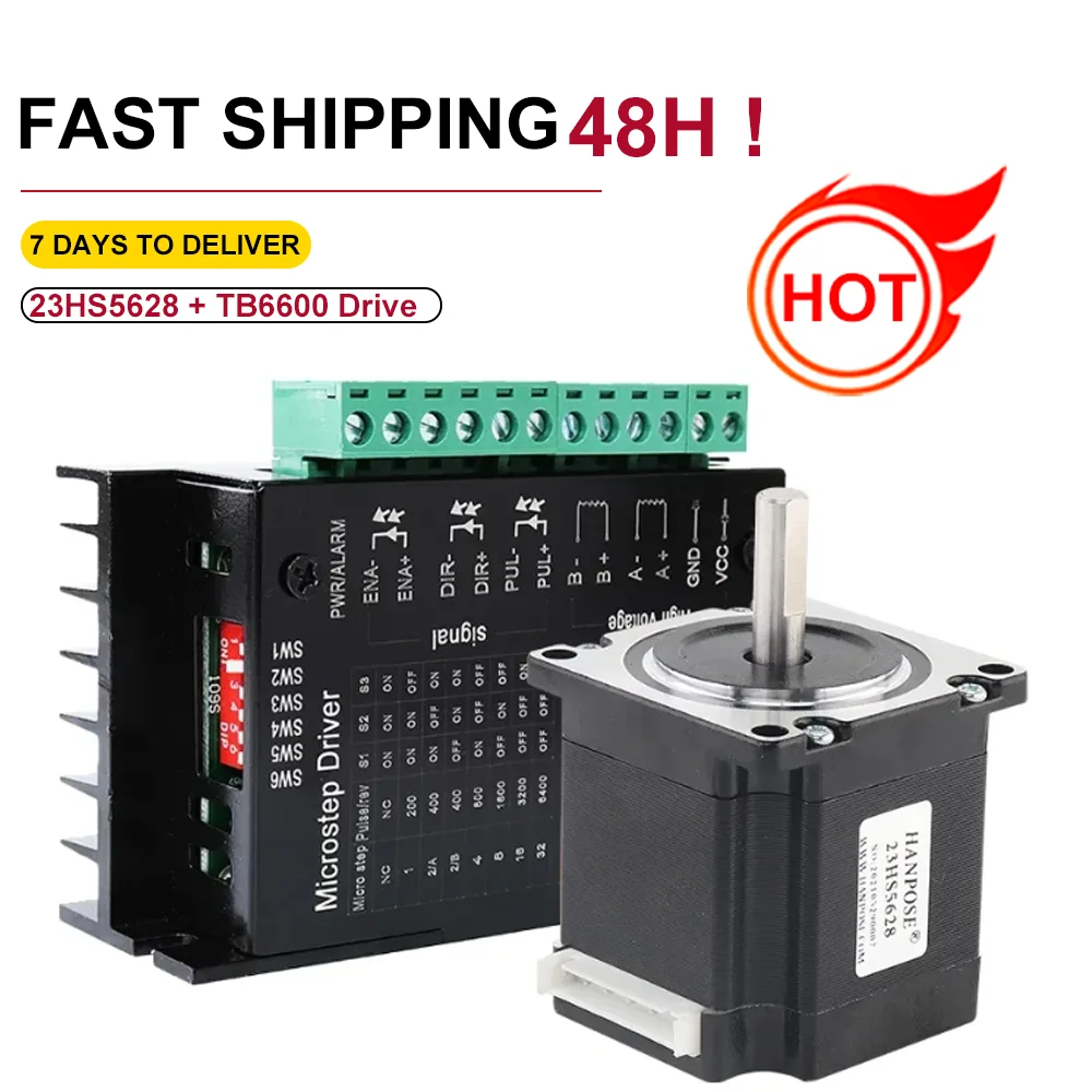 Шаговый двигатель Nema23 23HS5628 57 2.8A 126N.CM с приводом TB6600 9-42 В постоянного тока для ЧПУ и