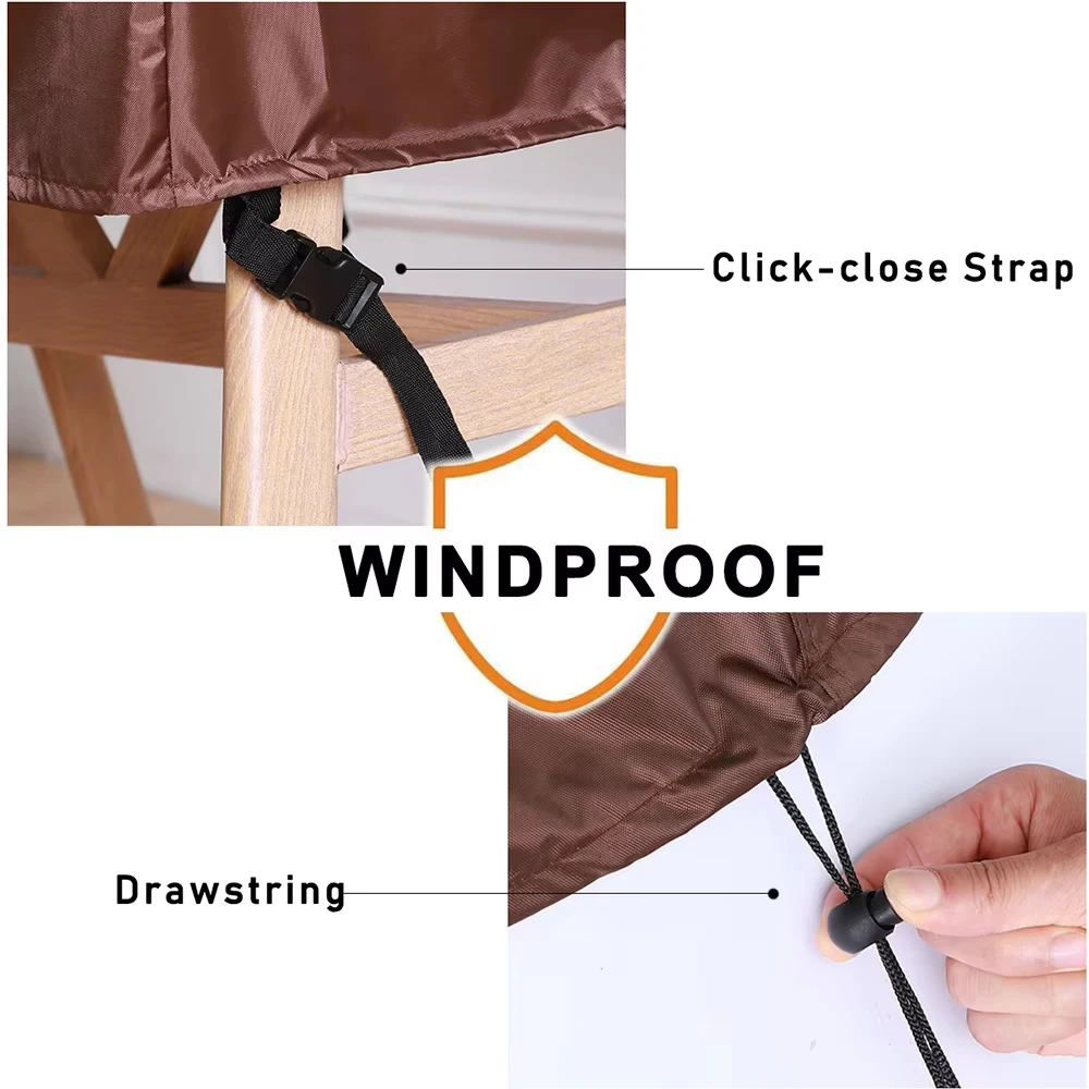 Фото Patio Furniture Covers,Outdoor Furniture Cover Waterproof,420D Rectangular Patio Heavy Duty Table Cover Outdoor Dining Table №4