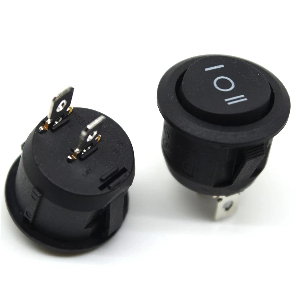 

10 PCS ON/OFF 20MM Diameter Round Rocker Switch Car Dashboard Dash Boat Switches 6A 250V /10A 125V KCD1-105 2/3PIN Switch Copper