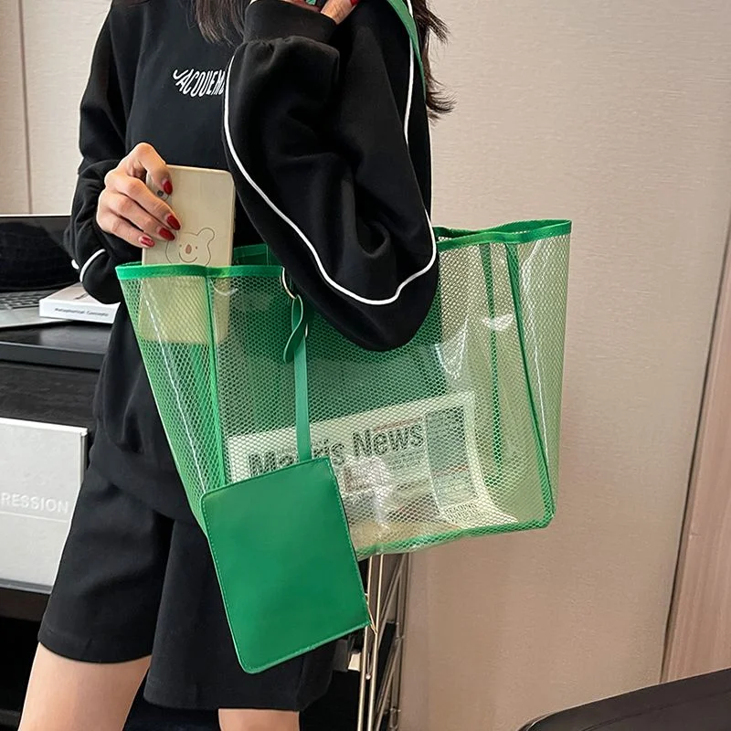 Transparent PVC Women Bag 2 Pcs /Set Luxury Summer Handbag Fashion Clear Bag Lady Jelly Handbags Feminina  Crossbody Shopper