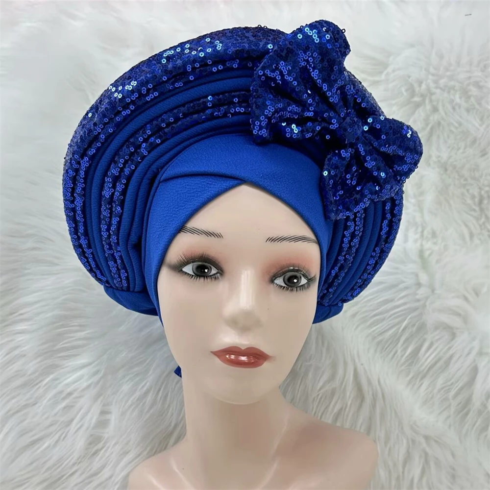 Африканский головной убор женский с блестками Sego новейший дизайн королевский