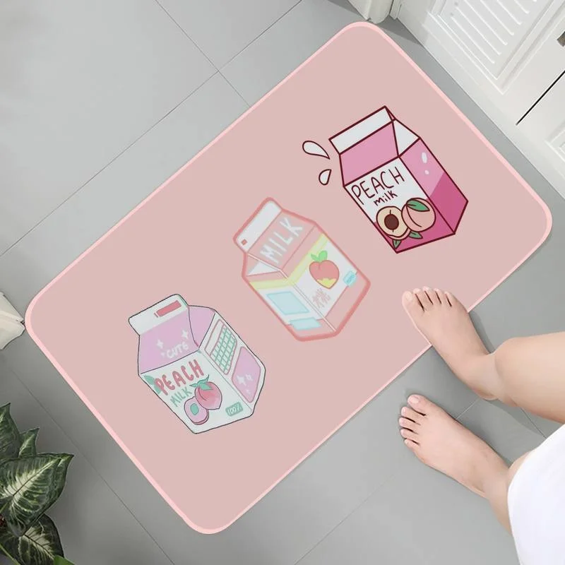 

Mats Bedroom Anti-slip Living Room Rug Carpet Children Washable Crawling Cute Japanese Strawberry Milk Mat bedside Lounge Rug