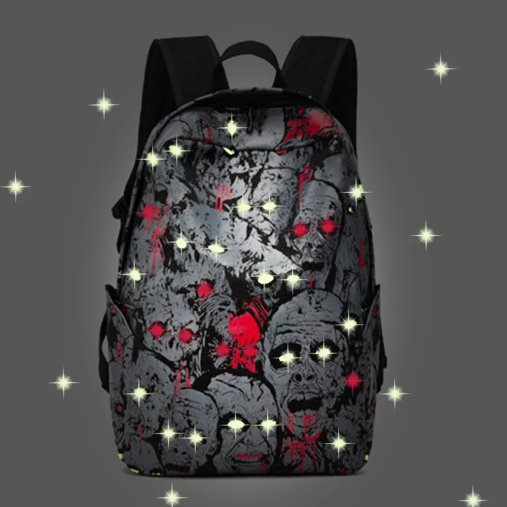 

Рюкзак унисекс со светоотражающим скелетом, дизайнерский Повседневный школьный ранец для мальчиков и девочек с принтом зомби, подарок