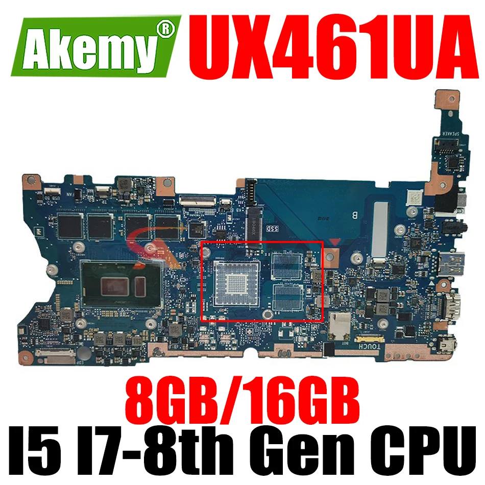 

UX461UA Mainboard I5 I7-8th Gen CPU 8GB 16GB RAM for ASUS UX461UN UX461U UX461 Laptop Motherboard Mainboard