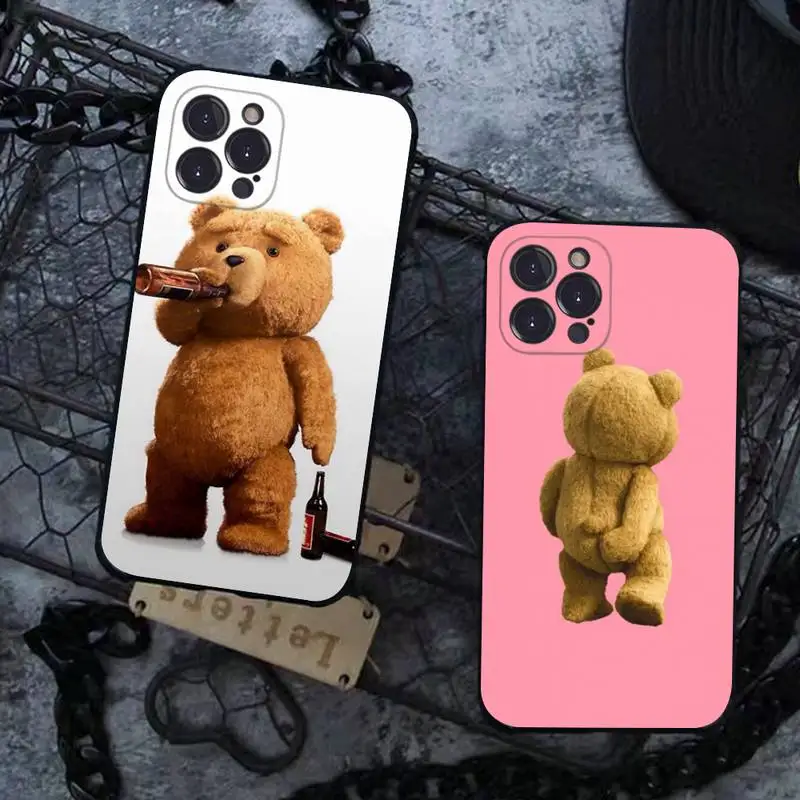 

T-Teddy Bear Phone Case for iPhone 8 7 6 6S Plus X SE 2020 XR XS 14 11 12 13 Mini Pro Max Mobile Case