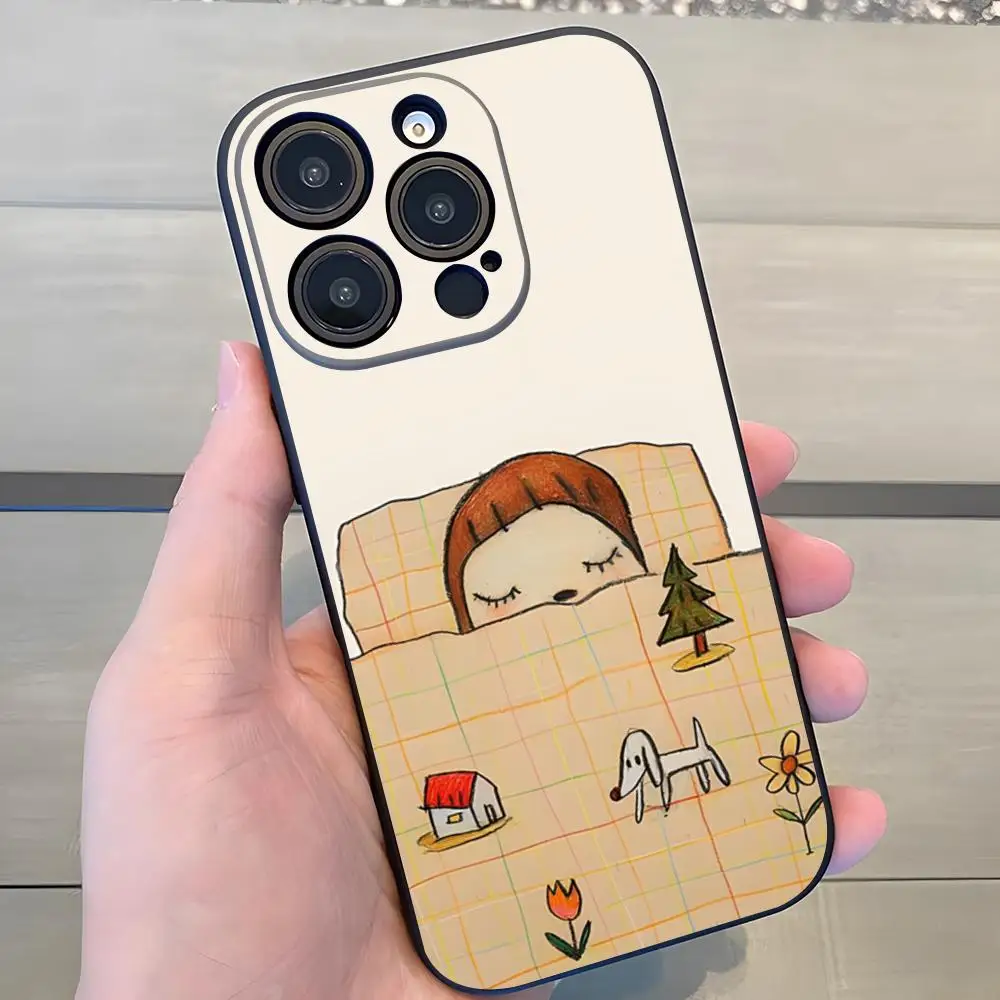 Чехол Nara Yoshitomo чехол для телефона 16 Pro Max Iphone 15 14 13pro 11 X Xs Xr 8 7Plus силиконовый