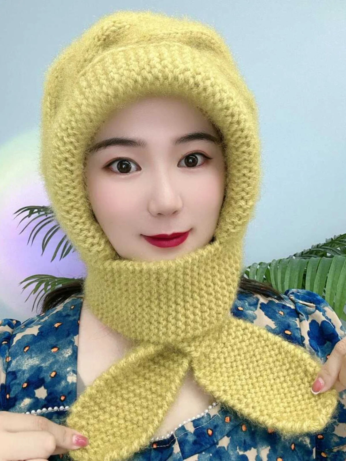 New Autumn and Winter Squirrel Velvet Earmuffs Hat Handmade Knitted Woolen Cap Women All-Matching Thickened Scarf One-Piece S...