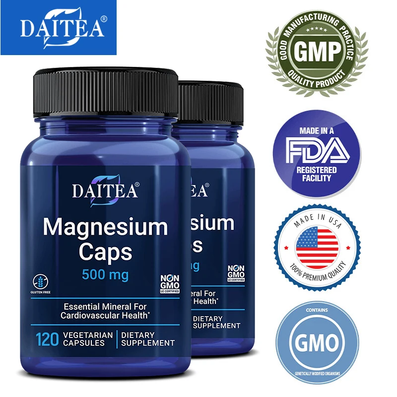 

Daitea Magnesium Complex Capsules - Bone, Muscle & Heart Health, Sleep Support, Muscle Relaxation, Stress & Anxiety Relief