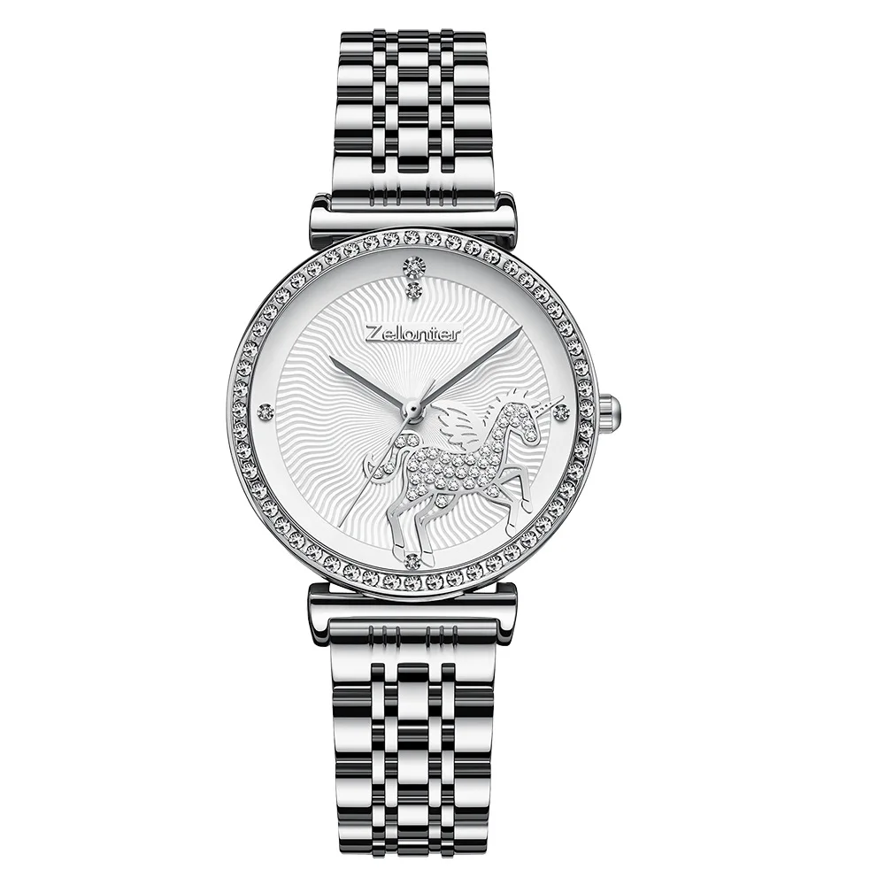 Simple Women's Watch Waterproof Solid Steel Diamond Waterproof Waterproof Quartz Watch  Reloj De Mujer