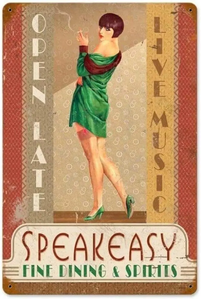 Tn Sgn For Spekesy - Pn-Up Grl Retro Metl Vntge Wll Decor Plque Poster for Home Club Br Pub Tvern Coffee Cfe BBQ Grge S