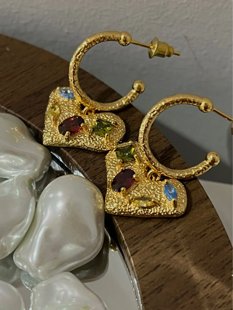 

Retro court style old love rhinestones niche personality middle age earrings for women heart shape baroque jewelry
