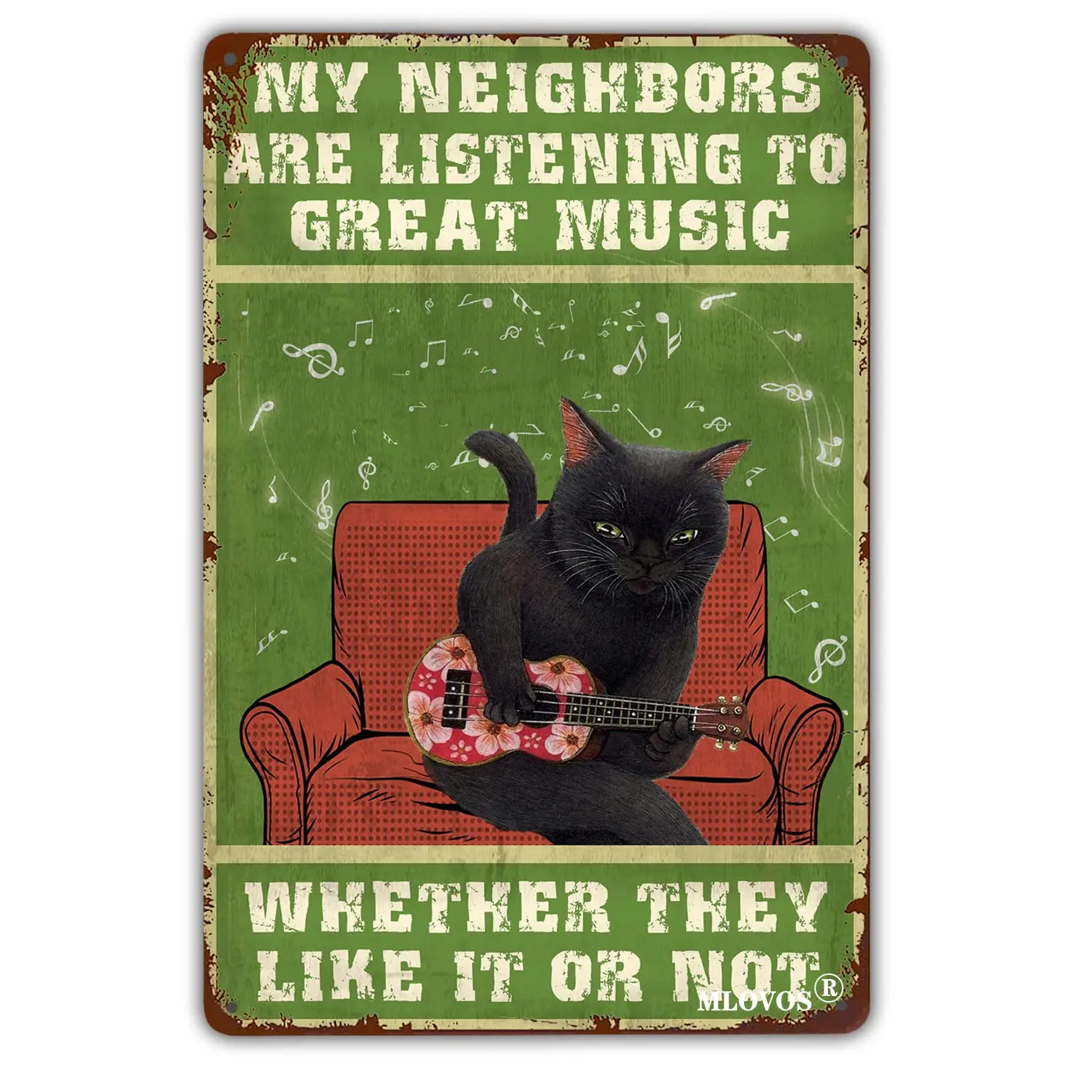 MLOVOS забавная гитара в виде кошки искусственный камень музыка жестяной знак