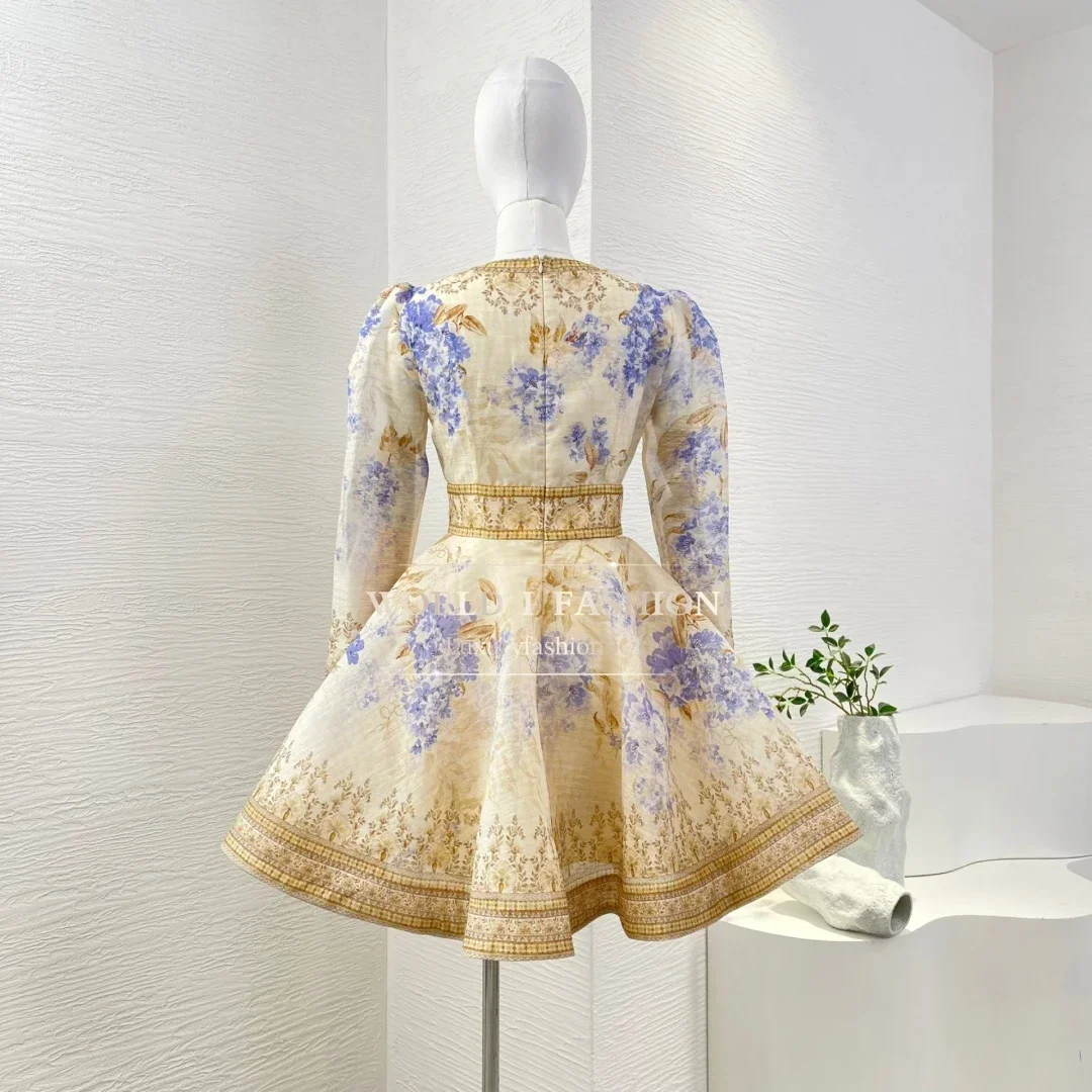 Фиолетовое Goldlen сиреневое фиолетовое мини-платье с длинным рукавом и V-образным