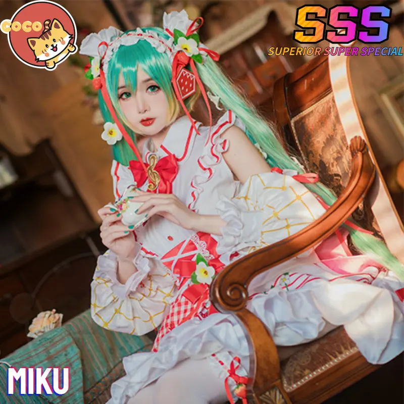 

CoCos-SSS VOCALOID 15th Anniversary Miku Cosplay Costume VOCALOID Miku X Strawberry Cos Miku Red Lolita Dress and Cosplay Wig