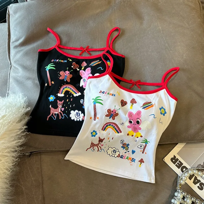 Новый женский топ на бретельках с мультяшным принтом Beau Back Sweet and Spicy Girl маленькая