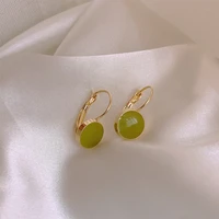 2022 new green avocado ear hooks womens summer simple fresh solid color round earrings jewelry gifts