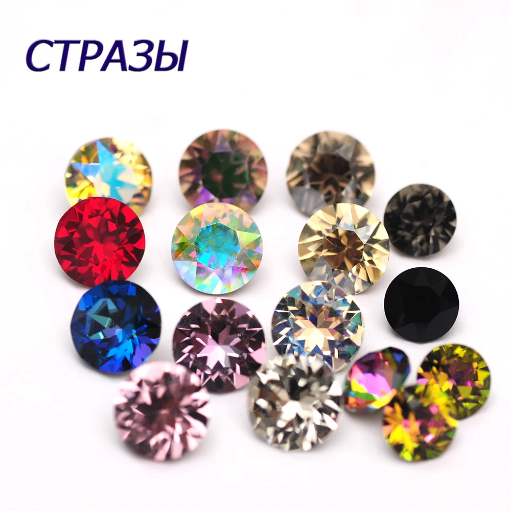 CTPA3bI New K9 Glass Diamond Round Stone 4/5/6/7/8/10mm Cone Pointed Crystal Pointback Nail Art Rhinestones DIY Jewelry Making