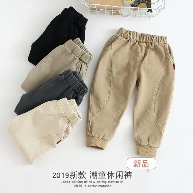 

Spring And Autumn Boys' Cotton Pants New Trendy Boys Baby Western Style Casual Pants Korean Version of Children's Fashion Pants
