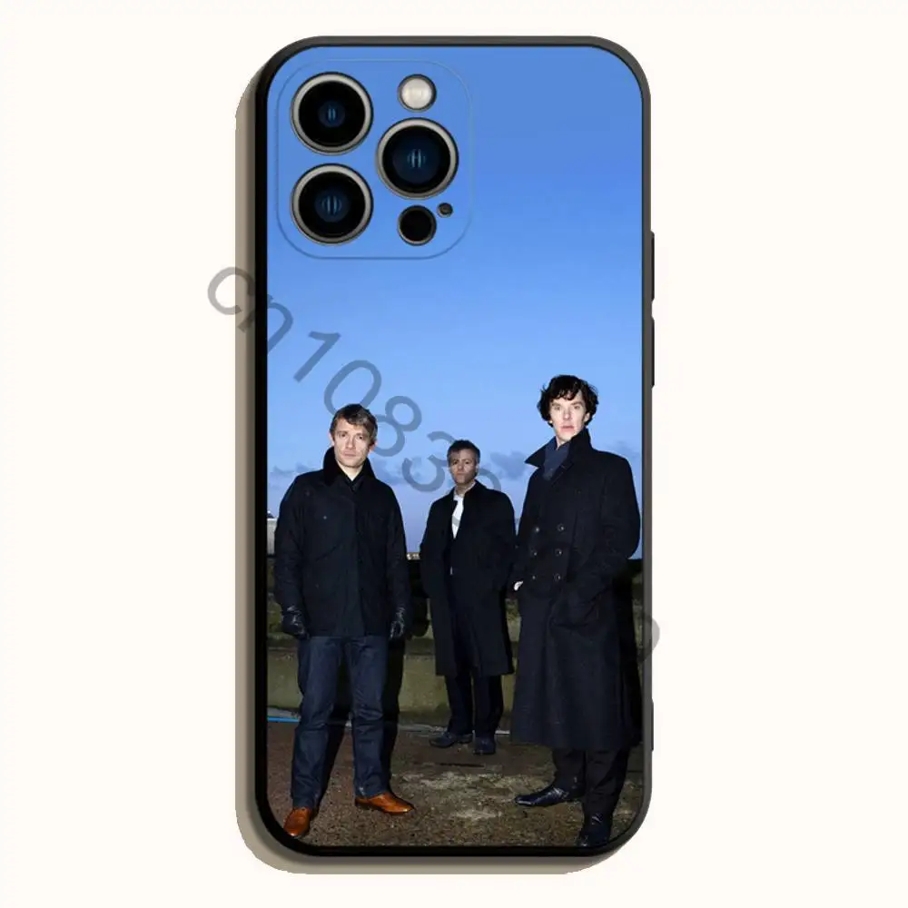 Фото Чехол для телефона S-Sherlock из мягкого черного TPU с принтом для iPhone 17 16 15 14 13 12 11 Pro Max Mini Plus E №5