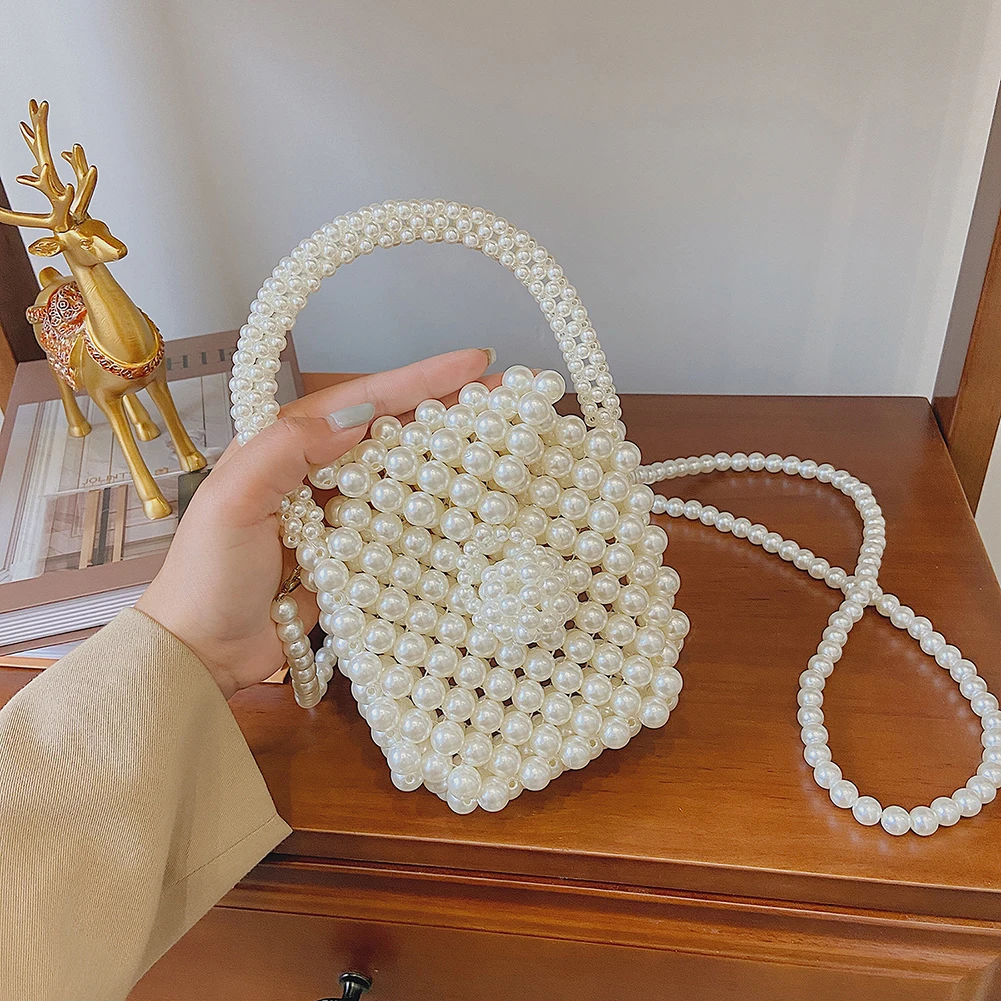 

Mini Pearl Bag Handmade Vintage Beads Luxury Brand Designer Handbags Lady Evening Bags Women's Coin Purse Summer Crossbody Bag