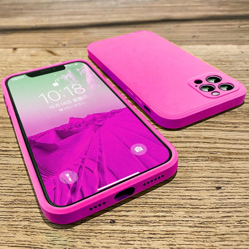 

Official Square Liquid Silicone Phone Case For iPhone 11 12 13 Pro Max Mini X XR XS Max 7 8 Plus SE2 Full Lens Protection Cover