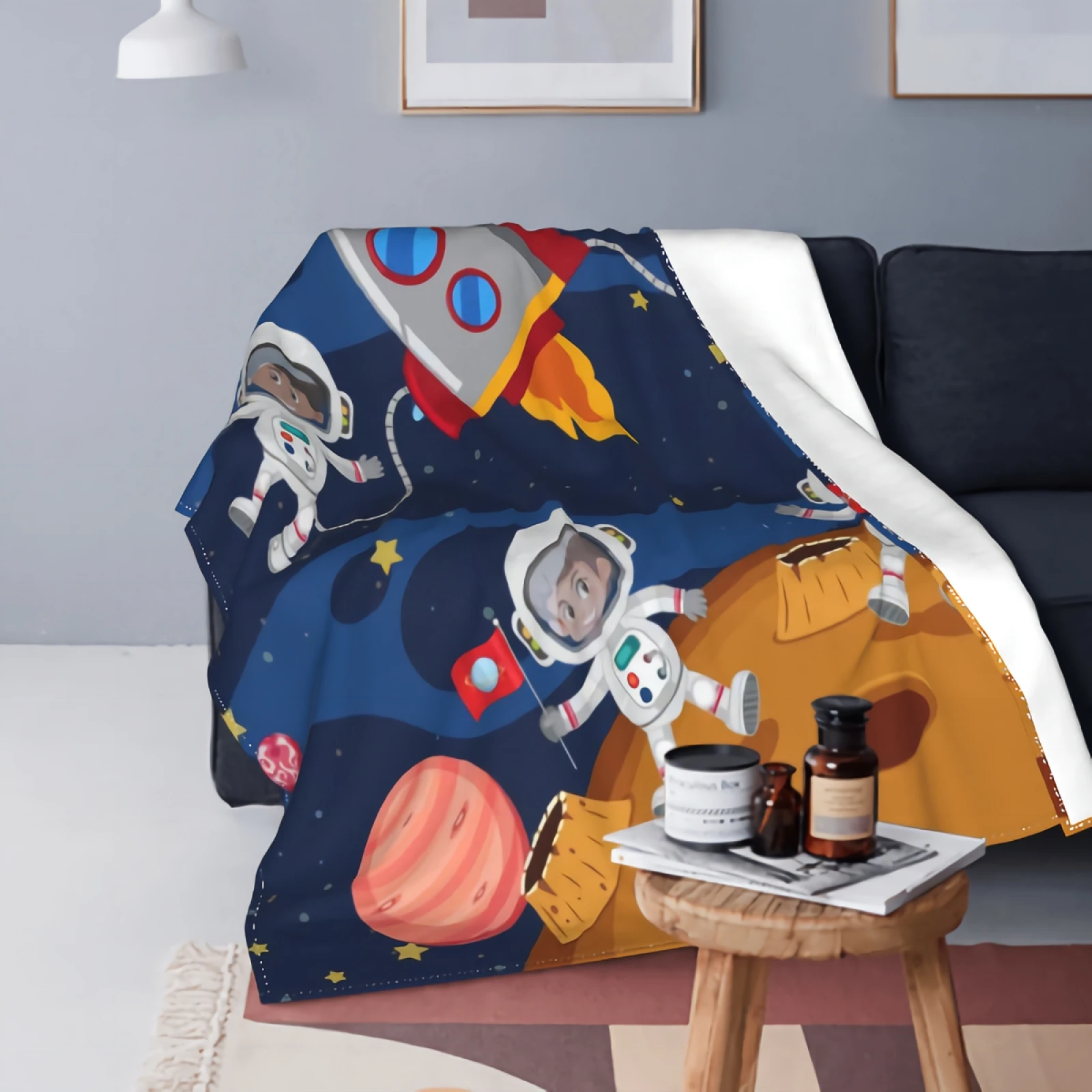 

Одеяло Greicmn, удобное теплое мягкое плюшевое удобное одеяло для рождества, подарок астронавту, исследование космоса, иллюстрация