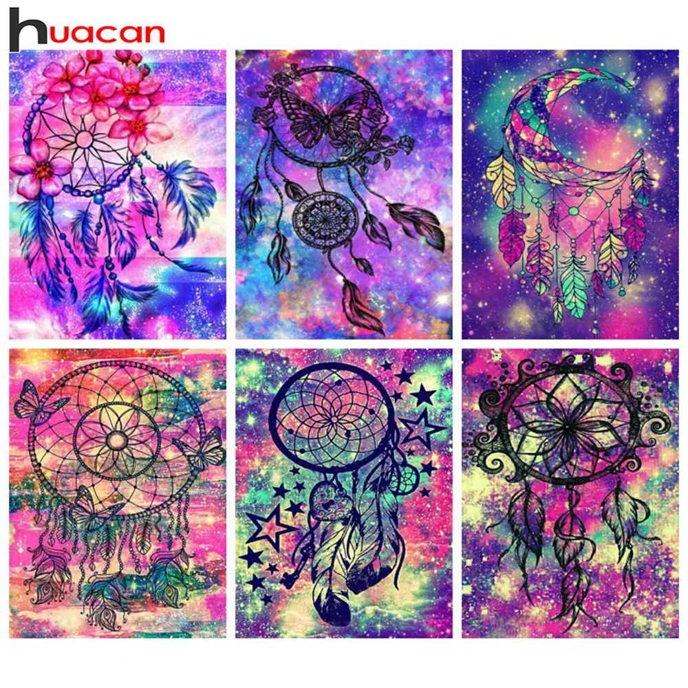 

Алмазная живопись Huacan, полный абстрактный Ловец снов, домашний декор, вышивка, мозаика, фантазия, стикер на стены с пейзажем