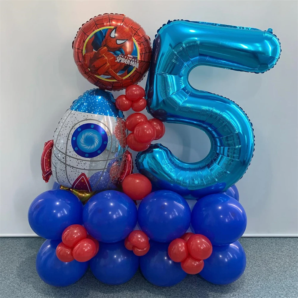 42pcs Disney Spiderman Superhero Foil Balloons 32inch Blue Number Globos For Kids Birthday Party Baby Shower Decors Boy Toy Gift