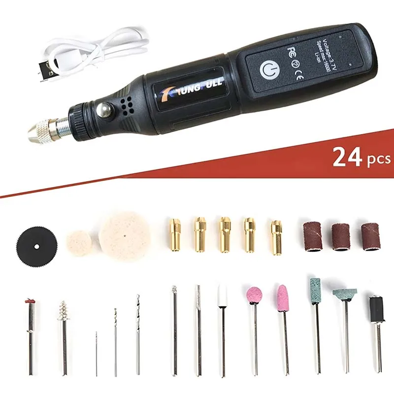 

Мини-дрель USB tungfull черная портативная роторная для гравировки