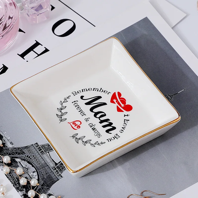 

Square Phnom Penh White Ceramic Jewelry Tray Ornaments Decorative Bowl Dinner Plates Ring Earrings Bracelet Dish