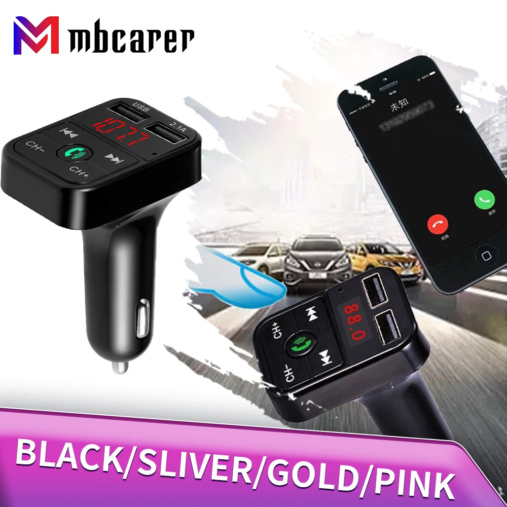 

2.1A Car Charger Phone Charger Handsfree Wireless Bluetooth-compatible Car Kit FM Transmitter TF Card LCD MP3 Player Dual USB
