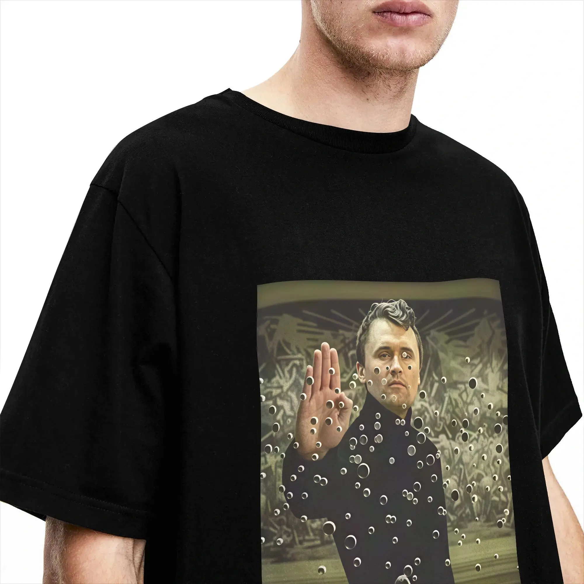 Фото Футболка с мемом Charlie Kirk Neo Matrix, мужская, забавная, летняя, с круглым вырезом, для отдыха, дизайнерская, оверсайз №3