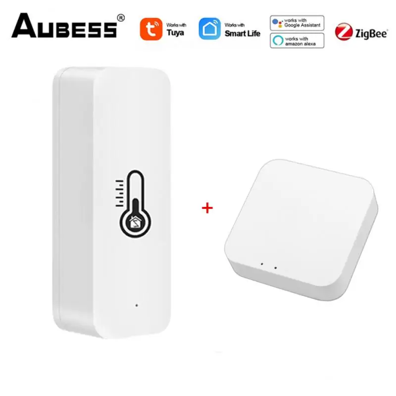 

1/5Pcs Tuya ZigBee Temperature Sensor Smart Home APP Real-time Monitoring Battery Powered For Alexa Google Home Gateway Required