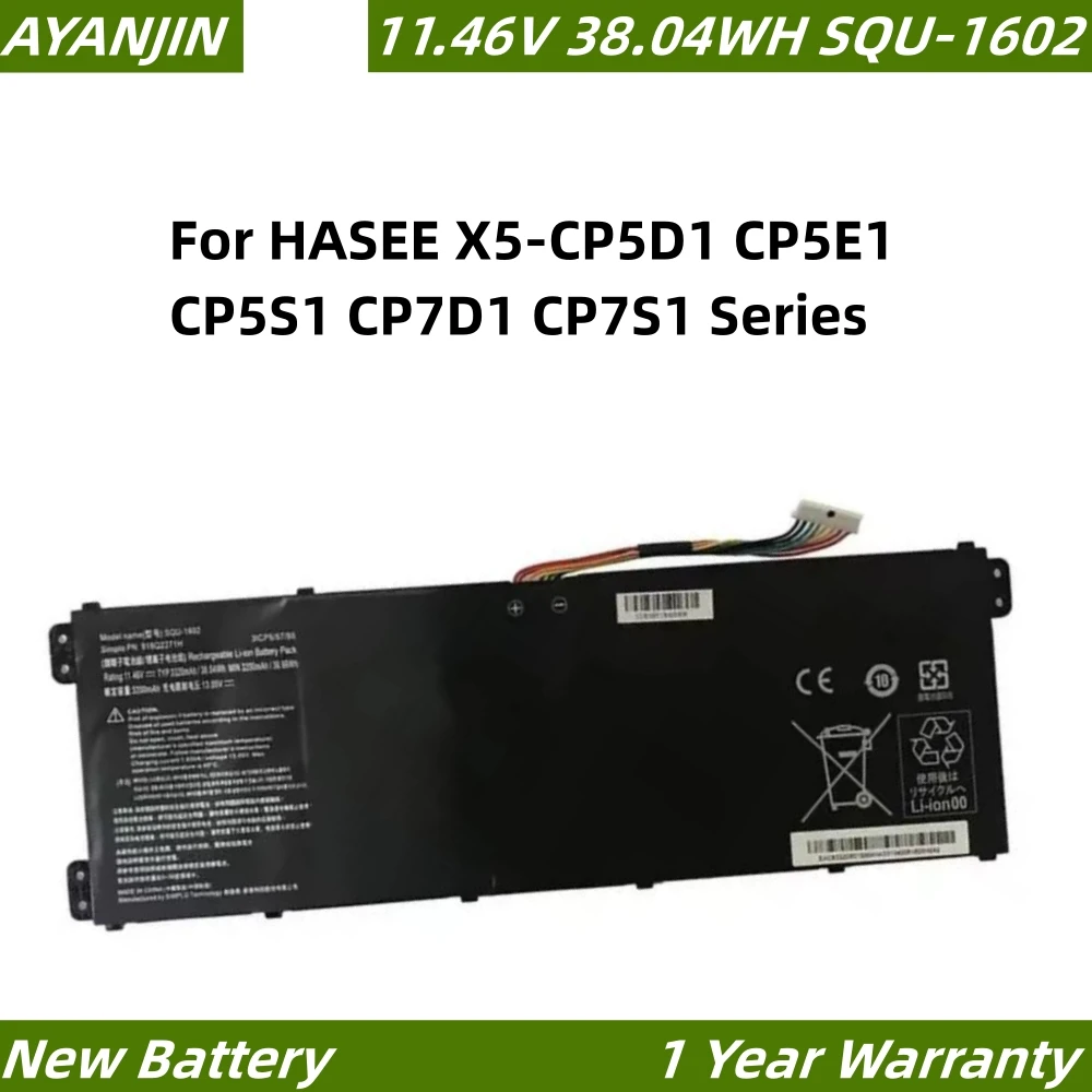SQU-1602 916Q2271H Аккумулятор для ноутбука HASEE X5-CP5D1 CP5E1 CP5S1 CP7D1 CP7S1 серии 11 46 В 3320 мАч 38 04 Втч